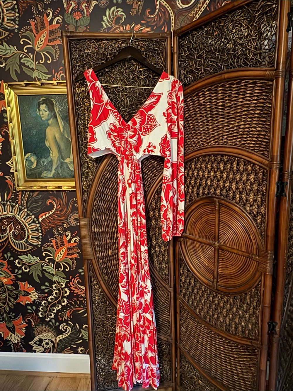 FARM Rio for Anthropologie One Sleeve Tropical Floral Cutout Maxi Dress - Picture 5 of 7